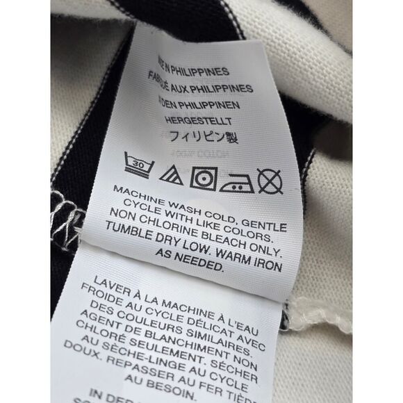 J.Crew Black & White Stripe Long Sleeve Midi Dress | Size 12 Cotton Preppy - Picture 8 of 8